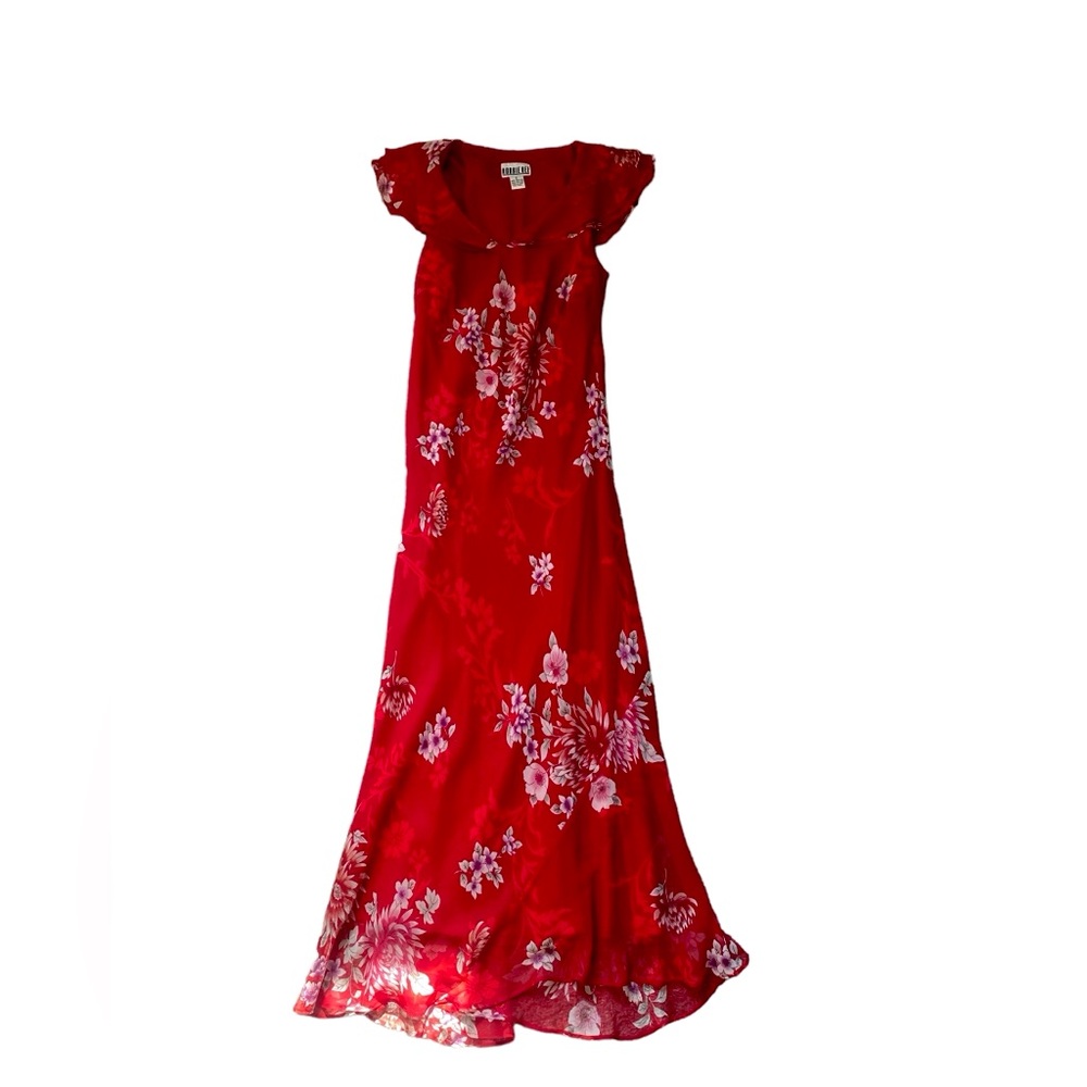 Vintage Red Floral Midi Dress